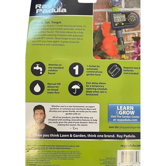 Ray Padula 1-Zone Programmable Sprinkler Timer for Yard Garden‎ Hose Battery Op - Picture 7 of 8